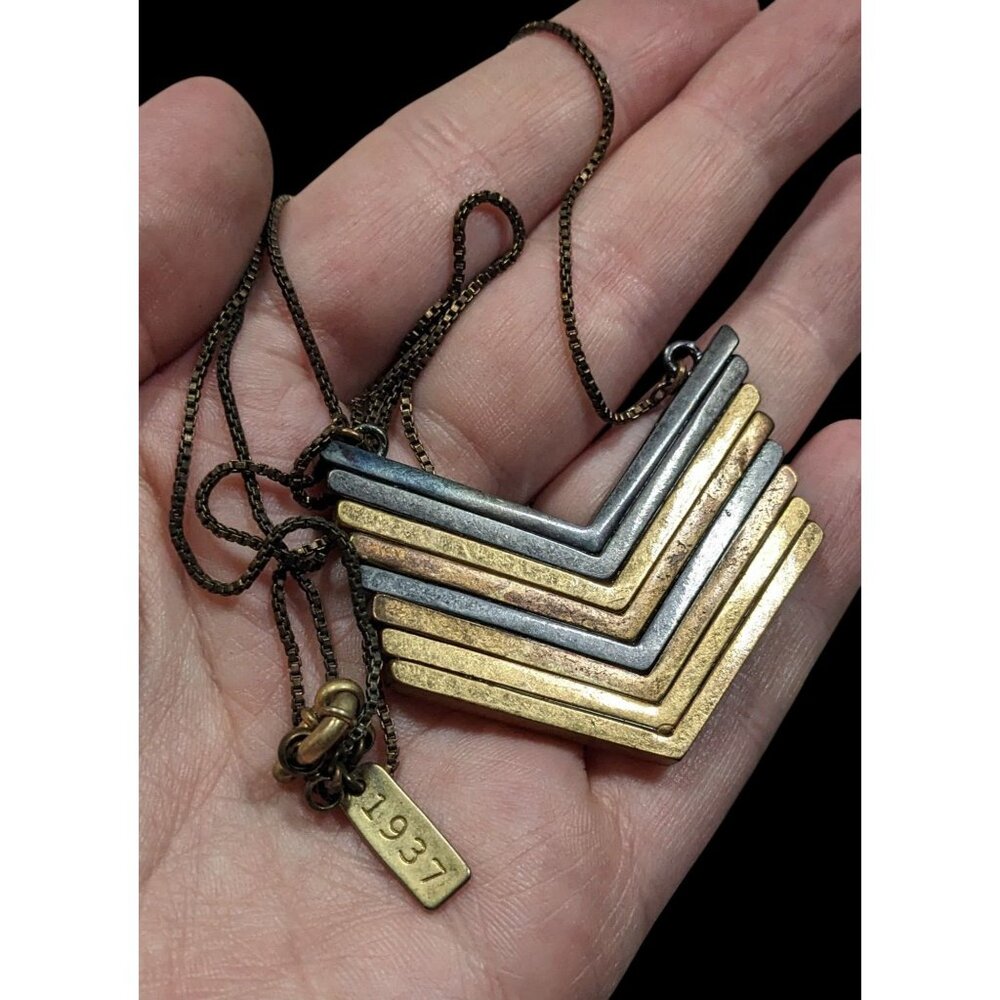 1934 Arrowstack Chevron Multi-Metallic Pendant Ne… - image 4